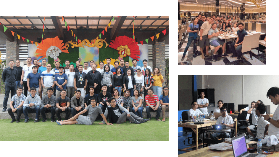 A photo collage of different groups of people.